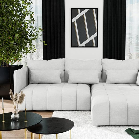 AX LIVING Blanc Canapé dangle avec fonction sommeil et coffre de lit Cosmova 245cm