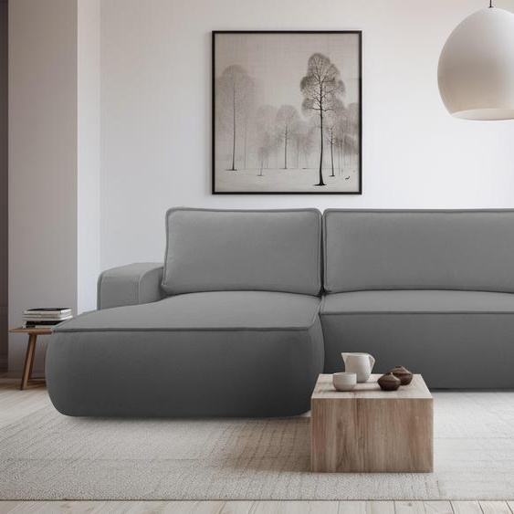 AX LIVING Canapé Ablia Forme L avec fonction sommeil Gris foncé 267 cm L