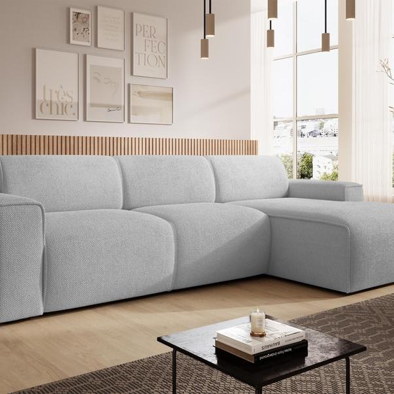 AX LIVING Canapé en L Didim mini gris clair 310 cm de large, élégant D