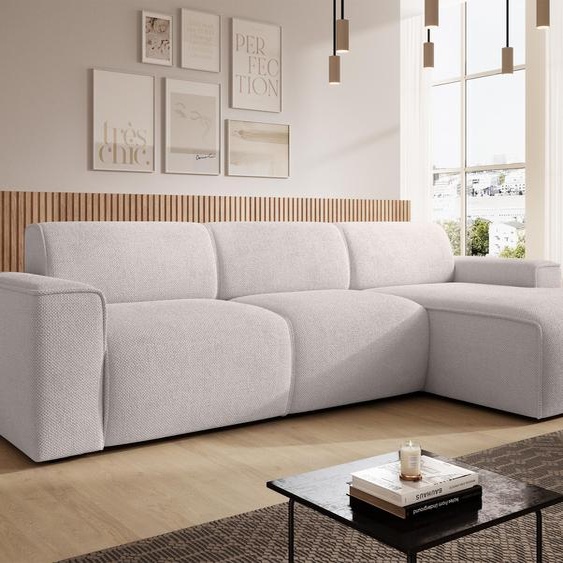 AX LIVING Canapé forme L Didim mini creme 310 cm de large, élégant D