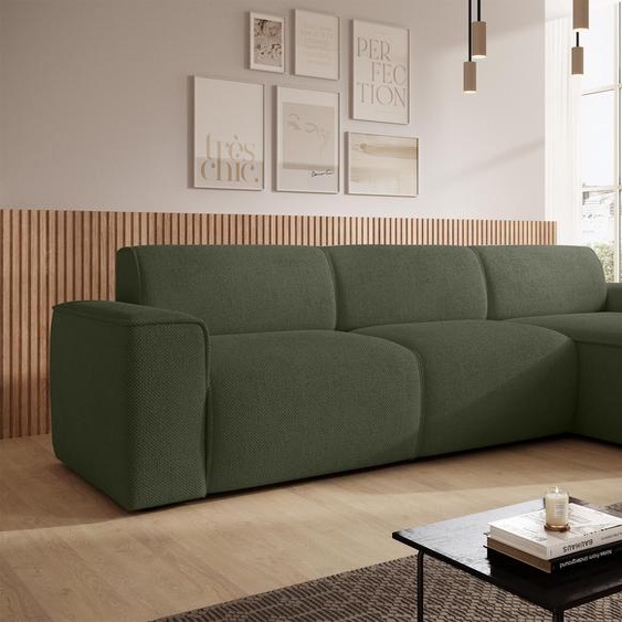 AX LIVING Canapé forme L Didim mini vert large 310 cm, élégant D