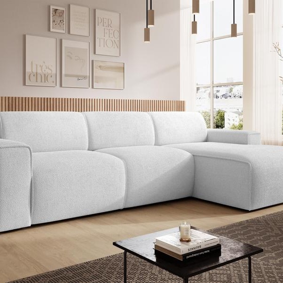AX LIVING Canapé en L Didim mini argent 310 cm élégant D