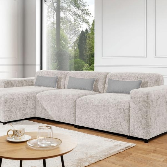 AX LIVING Canapé Beige Forme L Jughlio, 331 cm de large moderne & spacieux L