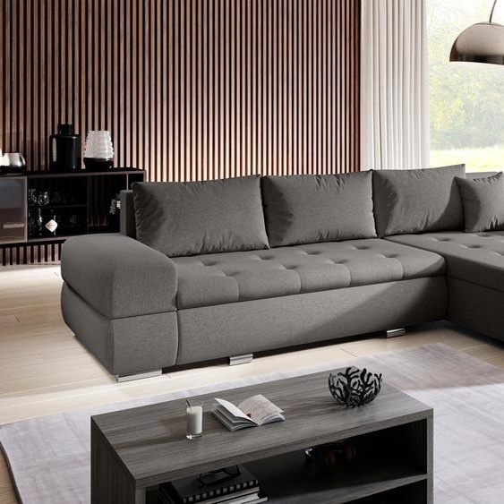 AX LIVING Canapé Canapé en L Sivaso Marron 310 cm avec fonction sommeil