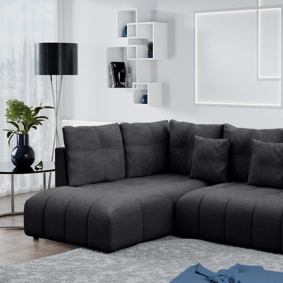 AX LIVING Canapé avec fonction lit canapé dangle gris foncé Corleone
