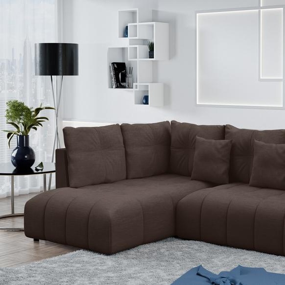 AX LIVING Canapé d angle convertible Corleone canapé meridienne brun