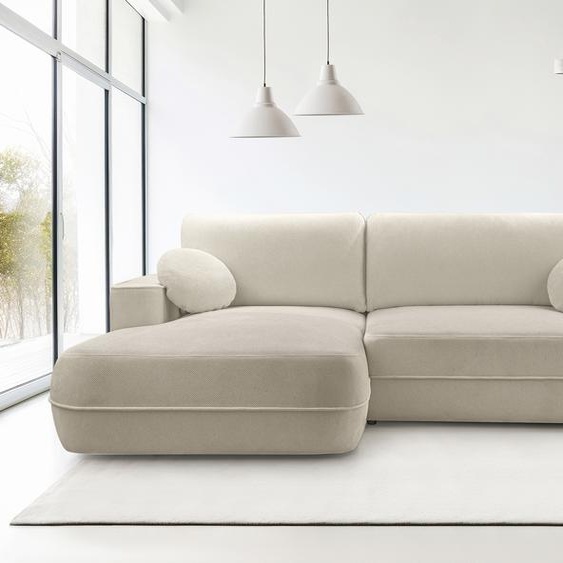 AX LIVING Canapé dangle avec fonction sommeil Peoni 267cm beige avec coffre de lit L