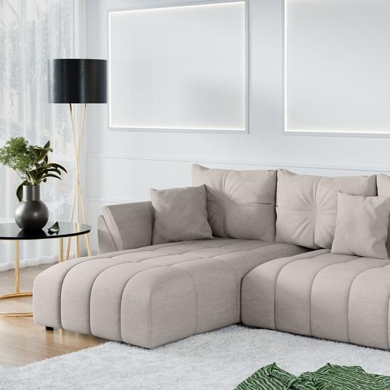 AX LIVING Canapé beige Verciani fonction sommeil tiroir de lit 280 cm