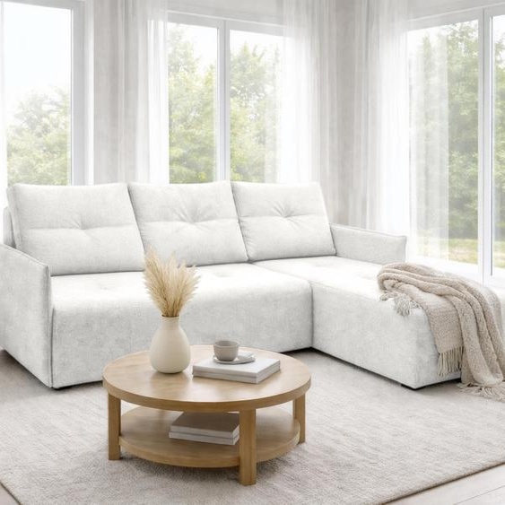 AX LIVING Canapé dangle Damascus blanc avec fonction couchage, coffre de rangement, canapé-lit 212 cm, côté droit