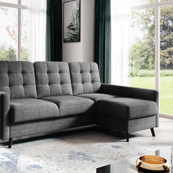 AX LIVING Canapé dangle Gris avec fonction sommeil Yosmio Forme en L 225 cm R