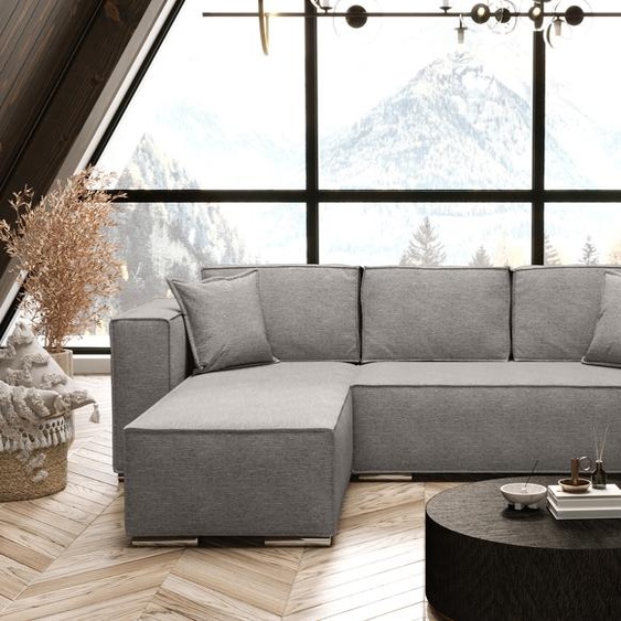 AX LIVING Canapé dangle gris clair fonction sommeil Vinoria 255cm G