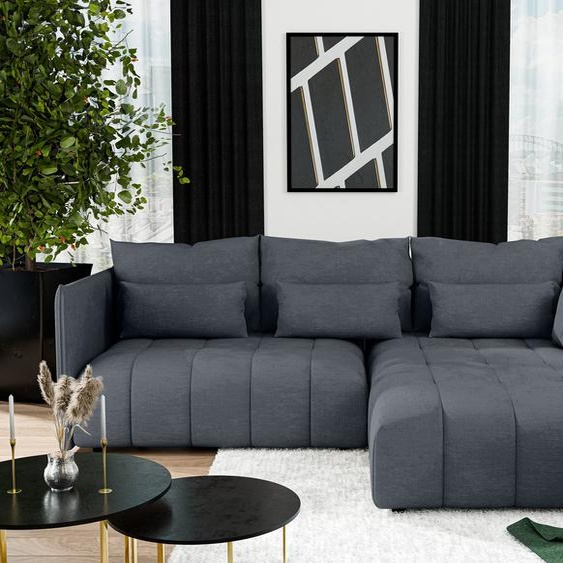 AX LIVING Canapé dangle gris foncé avec fonction sommeil Tiroir de lit Cosmova 245