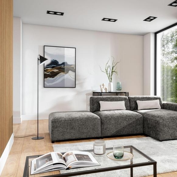 AX LIVING Canapé dangle Gris Moderne Jughlio - Canapé dangle avec pouf 304 cm R