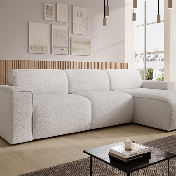 AX LIVING Canapé forme L Didim mini blanc 310 cm de large, élégant D
