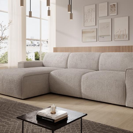 AX LIVING Canapé en L Didim mini taupe, largeur 310 cm, élégant G