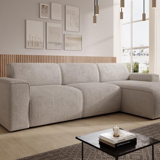 AX LIVING Canapé en L Didim mini taupe, largeur 310 cm, élégant D