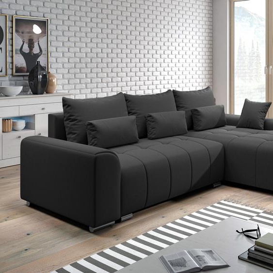 AX LIVING Canapé en angle Rivolli canapé d angle noir convertible 260