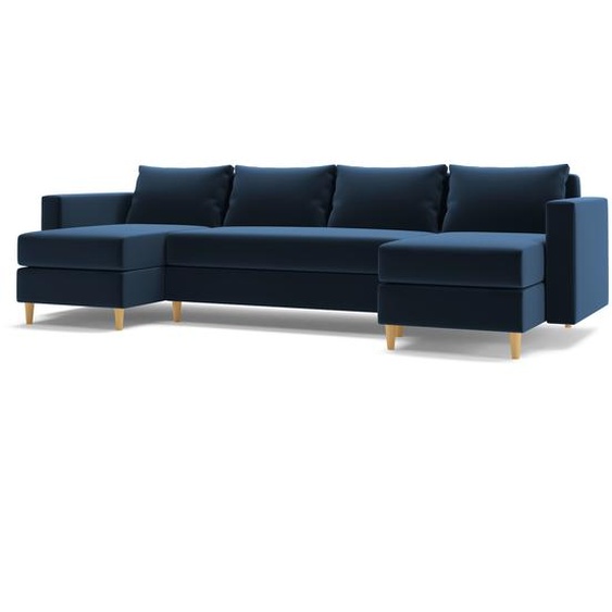 AX LIVING Canapé en forme de U avec fonction sommeil Wesly U 290 cm - Bleu élégant