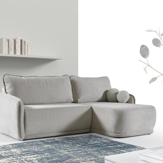 AX LIVING Canapé gris clair Avezza Canapé forme L gris cendré 240 cm