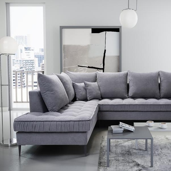 AX LIVING Canapé gris Ligurien Canapé en L pour salon 306 cm L