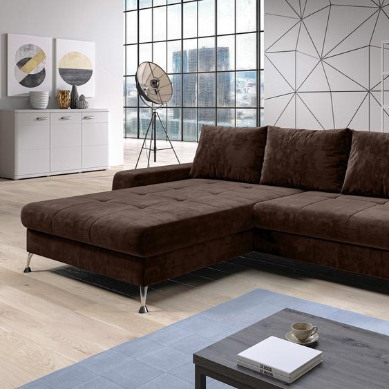 AX LIVING Canapé-lit dangle avec sommier Artemia 275 cm Marron Velours G