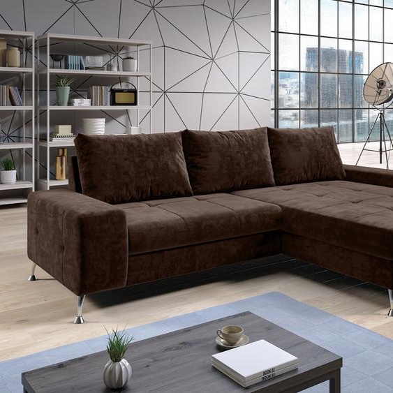 AX LIVING Canapé-lit dangle avec sommier Artemia 275 cm Marron Velours D