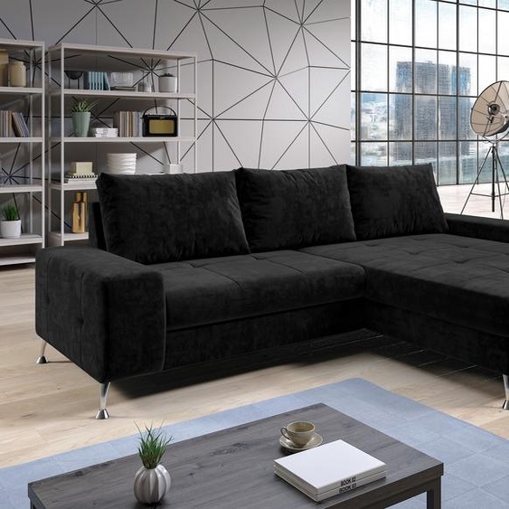 AX LIVING Canapé-lit dangle avec sommier Artemia 275 cm Noir Velours R