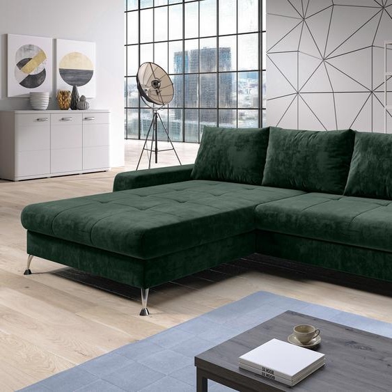 AX LIVING Canapé-lit dangle avec sommier Artemia 275 cm Vert Velours G