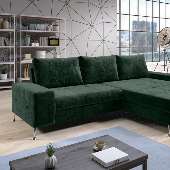 AX LIVING Canapé-lit dangle avec sommier Artemia 275 cm Vert Velours D