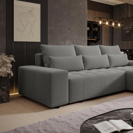 AX LIVING Canapé méridienne convertible Alvorada canape angle gris 280