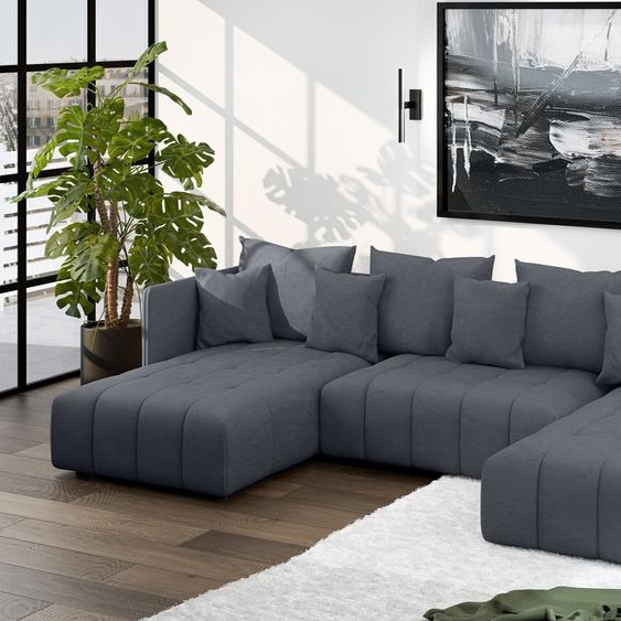 AX LIVING Canapé panoramique convertible Veliro canapé en u gris 353cm