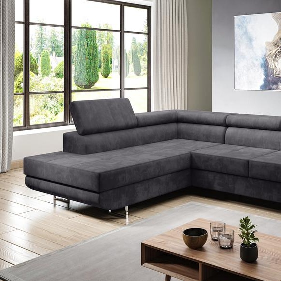 AX LIVING Canapé velours gris clair Kanya canapé convertible en lit G