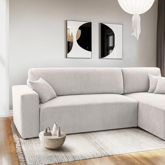 AX LIVING Catea Canapé dangle blanc avec fonction sommeil R Canapé dangle 279cm avec coffre de lit