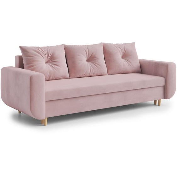 AX LIVING Cheriton Canapé-lit Moderne 222 cm Rose avec fonction sommeil