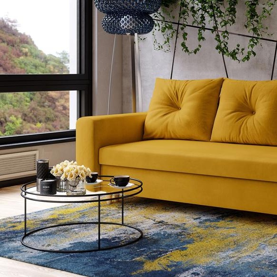 AX LIVING Cheriton Canapé-lit Moderne 222cm de large en ambre avec fonction sommeil