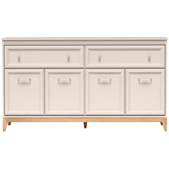 AX LIVING Commode Nymphen Cashmere 2 tiroirs 4 portes MDF Pieds en chene