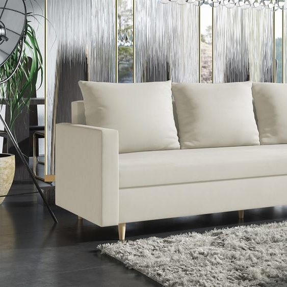 AX LIVING Hyden Canapé 3 places avec fonction sommeil - 222 cm de large, crème