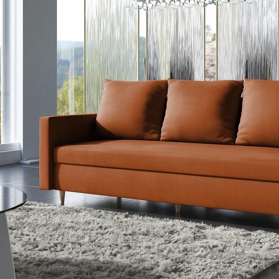 AX LIVING Hyden Canapé 3 places avec fonction sommeil 222 cm de large en cuivre