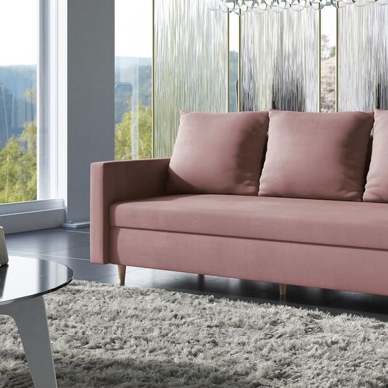 AX LIVING Hyden Canapé 3 places avec fonction sommeil 222 cm de large en rose foncé