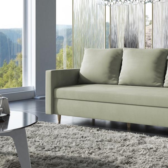 AX LIVING Hyden Canapé 3 places avec fonction sommeil 222 cm de large en vert sauge