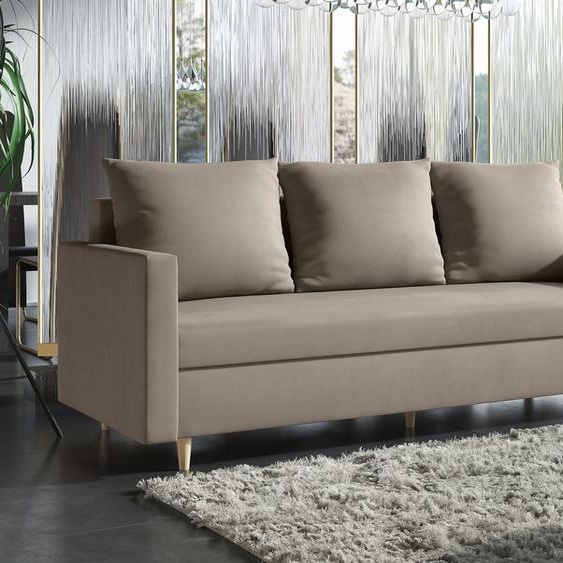 AX LIVING Hyden Canapé 3 places avec fonction sommeil - 222 cm de large, marron