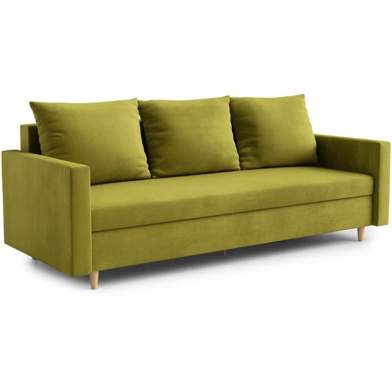 AX LIVING Hyden Canapé 3 places avec fonction sommeil - 222 cm de large, vert