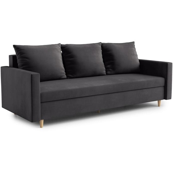 AX LIVING Hyden Canapé 3 places avec fonction sommeil largeur 222 cm en noir