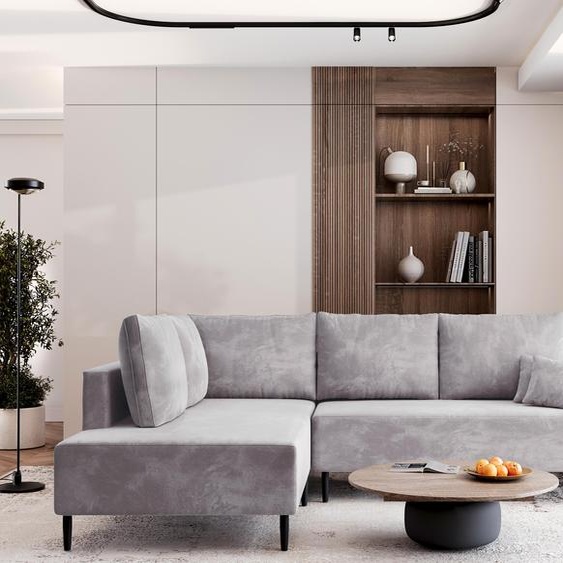 AX LIVING Kalkan Canapé-lit avec ressorts Bonell, Canapé L Gris 257 cm L