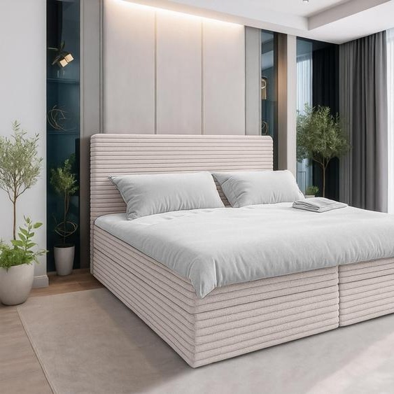 AX LIVING Lit beige Sevdayla Sommier tapissier avec caisse de lit 180x200