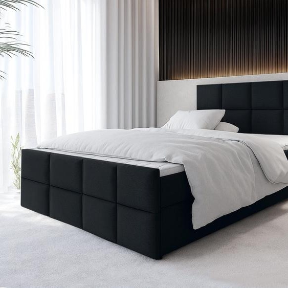 AX LIVING Lit Boxspring Noir Aleyna Lit 180 x 200 avec coffre de lit