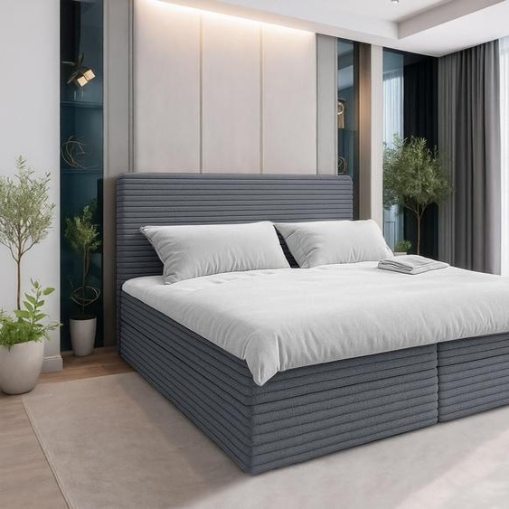 AX LIVING Lit gris Sevdayla Lit à ressorts avec sommier 140x200 cm