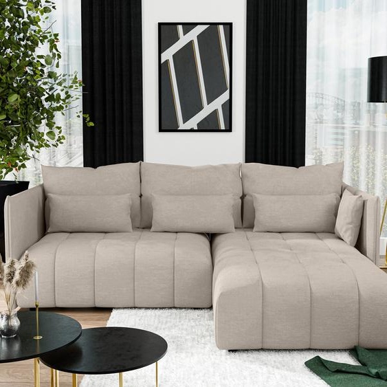 AX LIVING Marron clair Canapé dangle avec fonction sommeil Tiroir de lit Cosmova 245