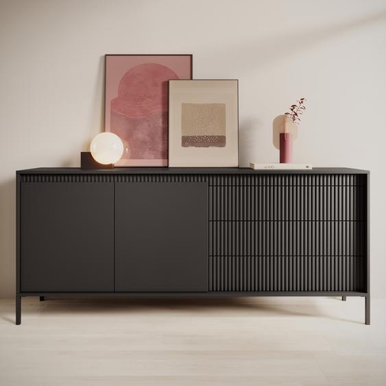 AX LIVING Meuble tiroir Trentinis 187 2D3S grande commode noir 187,1
