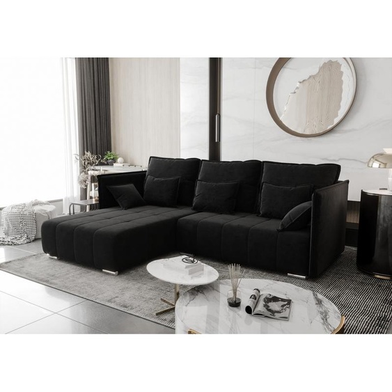 AX LIVING Noir Canapé dangle avec fonction sommeil Florinna 248cm en L